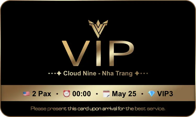 Cloud Nine 按摩预订确认卡示例