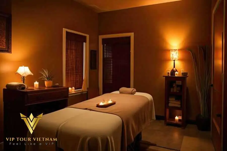 Clean, candle-lit, sound-dampened room — the kind of private space you should expect from reputable venues in Nha Trang.