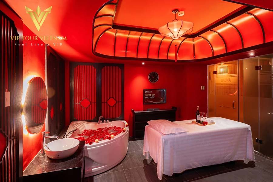 Interior of a high-end spa room suitable for erotic massage and boom boom service.