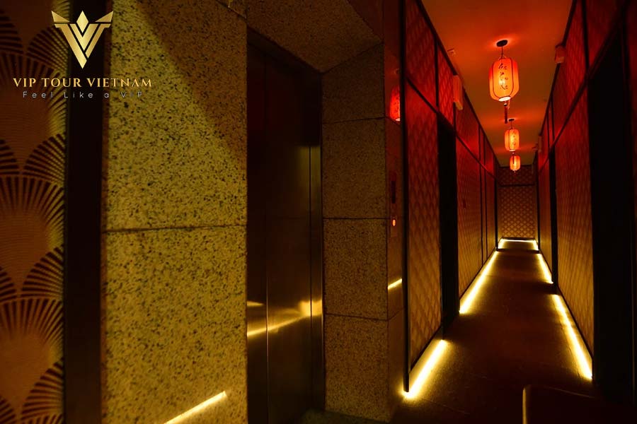 Red lantern hallway to VIP massage rooms
