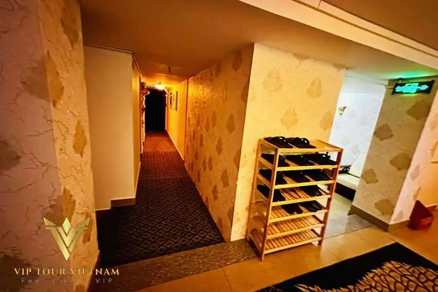 The hallway leading to massage rooms - discreet and private atmosphere.