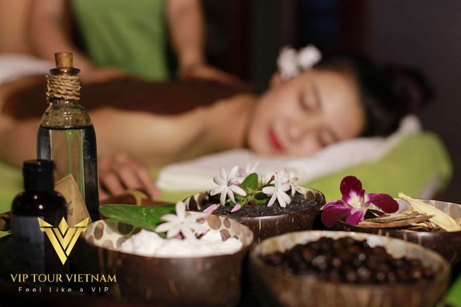 A woman enjoying a moment of peace before a yoni massage in Nha Trang.